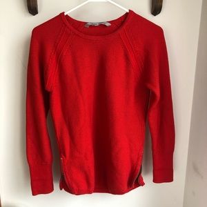 Athleta red side zippers sweater